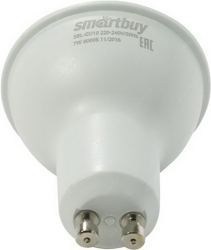 Лампа светодиодная SMARTBUY GU10 (MR16) 7Вт 220V 6000K (рефлекторная, холодный свет) (10/100)