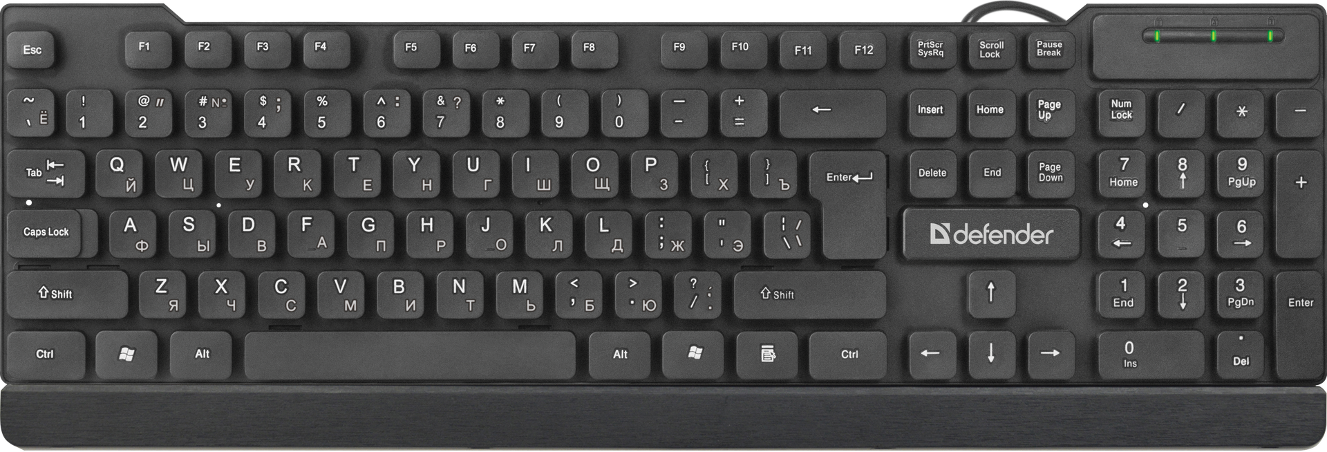 Клавиатура проводная DEFENDER Element HB-190 USB RU, полноразмерная, ,черная (1/20)