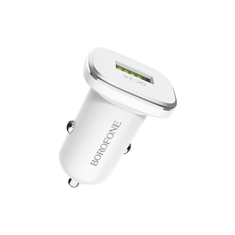 Блок питания автомобильный 1 USB Borofone BZ12A, Lasting power, 3A, пластик, QC3.0, цвет: белый (1/4