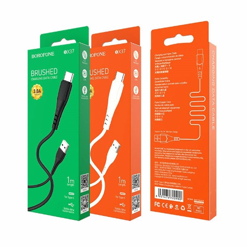 Кабель USB - Type-C Borofone BX37, Wieldy, 1.0м, круглый, 3.0A, силикон, цвет: белый (1/360)