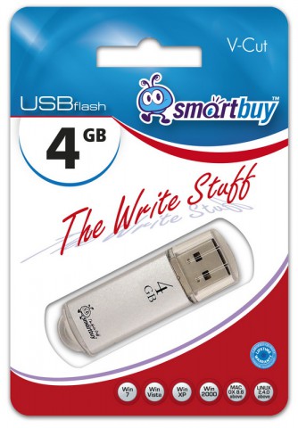 USB  4GB  Smart Buy  V-Cut  серебро