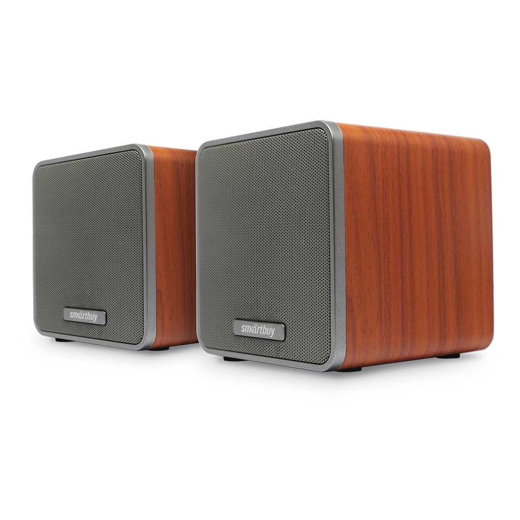 Акустическая 2.0 система Smartbuy CUBES, супер звук, дерево, 6Вт, коричневая (SBA-4700) (1/20)