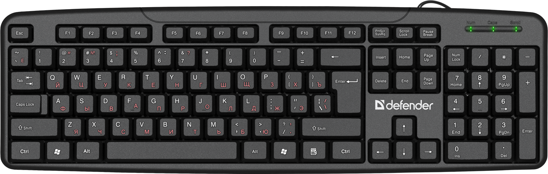 Клавиатура проводная DEFENDER Astra HB-588 RU, полноразмерная, черная (1/20)