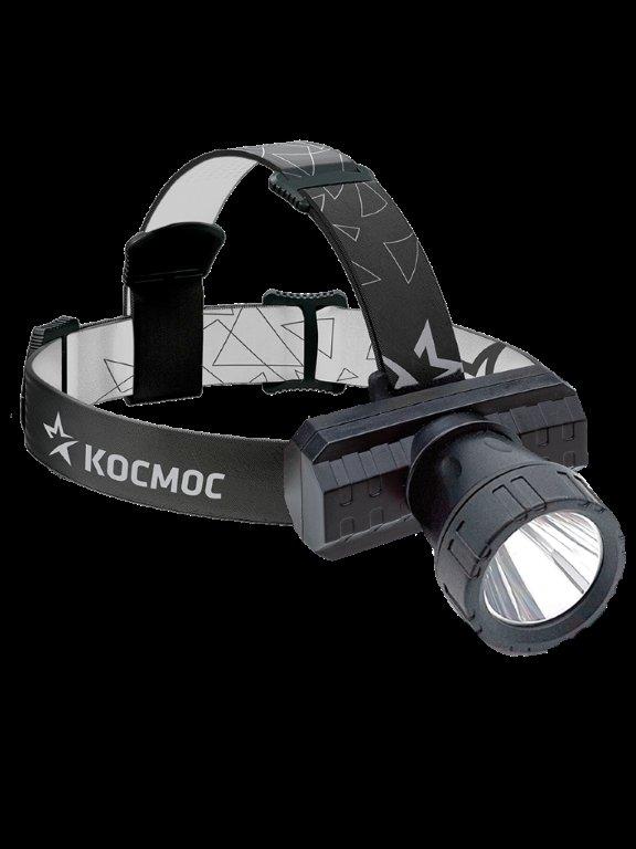 Фонарь КОСМОС светодиодный KocAcHead3W налобный аккумуляторный  3Вт ХРЕ, литий 1000mAh, зарядка от m