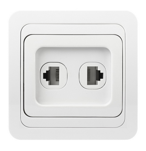 Розетка SMARTBUY скрытая установка, 1-местная компьютер+телефон RJ-45+Phone 1 местная белая "Марс" (