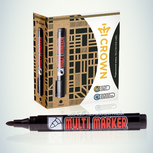 Маркер перманентный Crown MULTI MARKER, ЧЕРНЫЙ пулевидный 3мм (CPM-800) (12/720/14400)