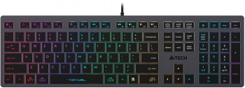 Клавиатура проводная A4TECH Fstyler FX60H USB slim Multimedia LED (FX60H GREY/NEON) (1/10)