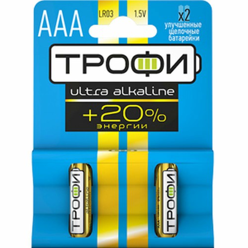 Элемент питания Трофи LR03-2BL ENERGY MAX  Alkaline (60/480/19200)