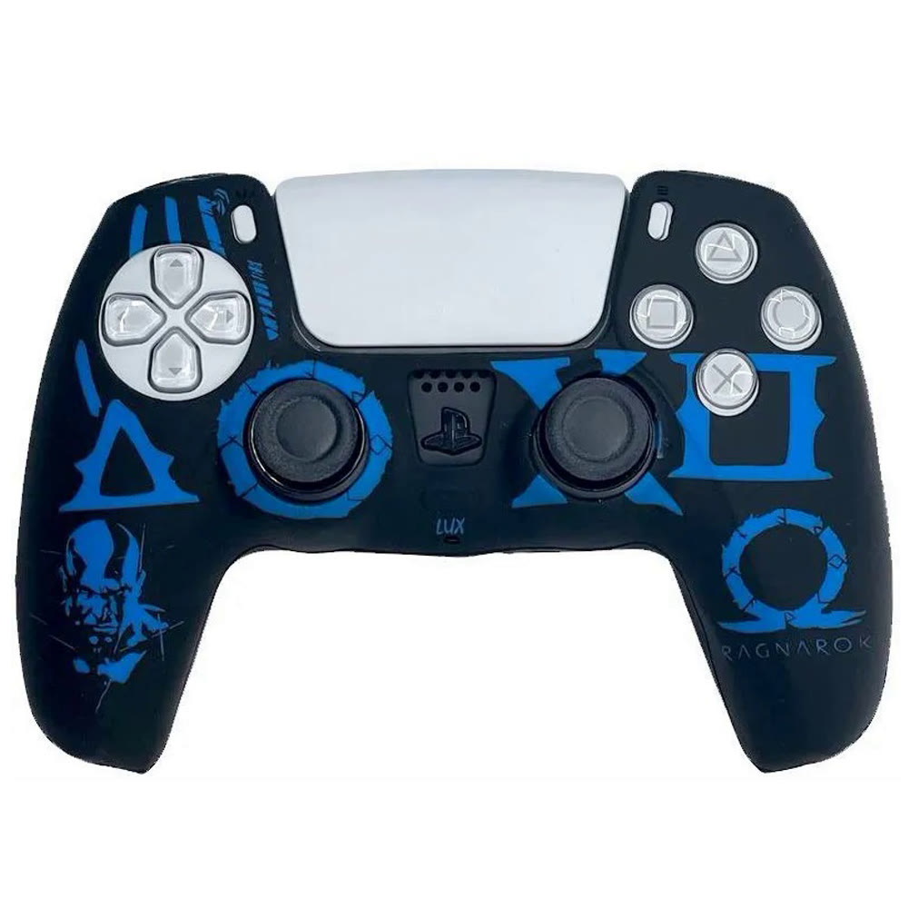 Чехол защитный PS5 Silicone Case for Controller God of War Ragnarok (black-blue)