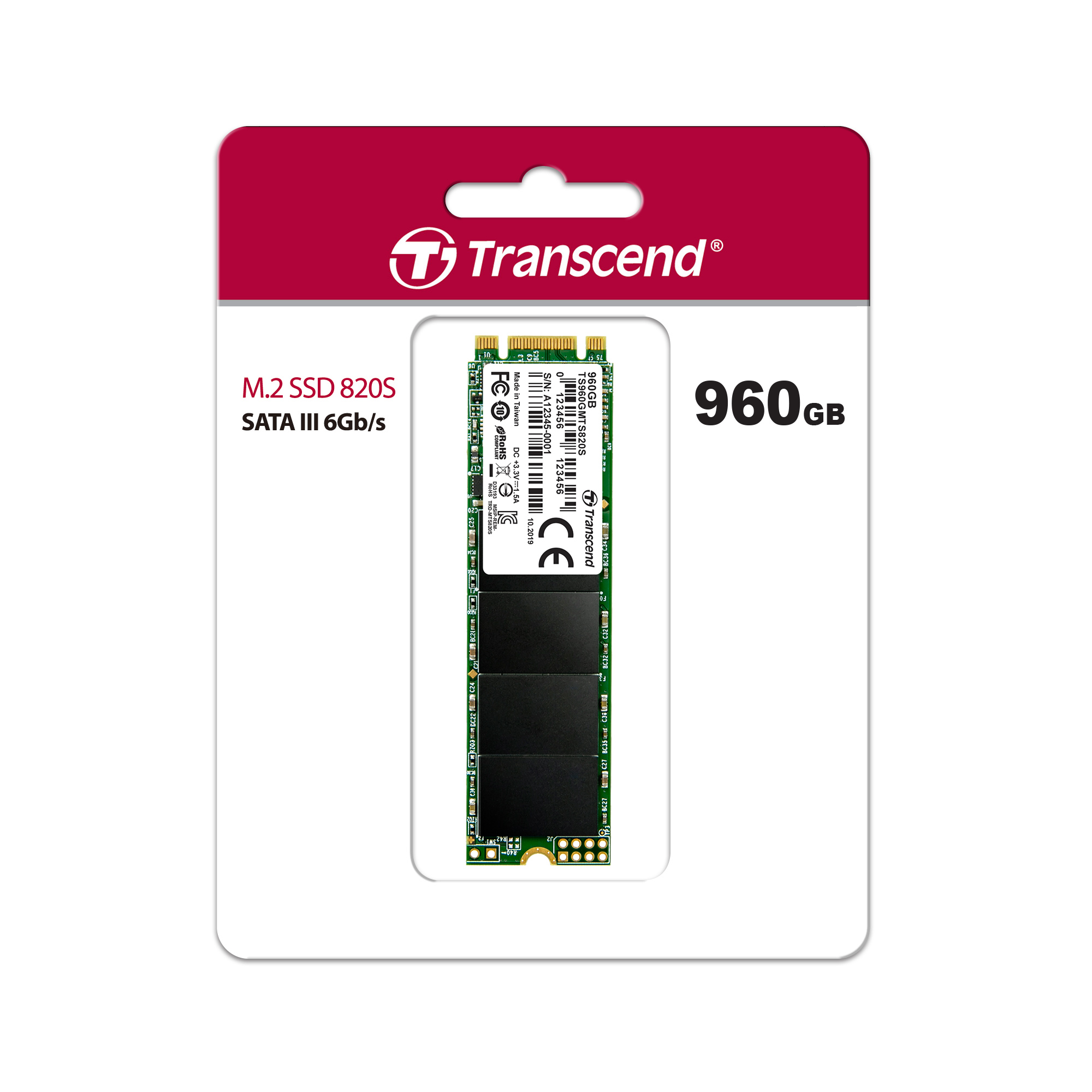 Внутренний SSD  Transcend  960GB  MTS820, SATA-III R/W - 560/520 MB/s, (M.2), 2280, 3D NAND