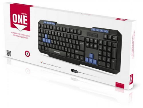 Клавиатура проводная SMARTBUY ONE 221,  USB, мультимедийная, черная (1/20)