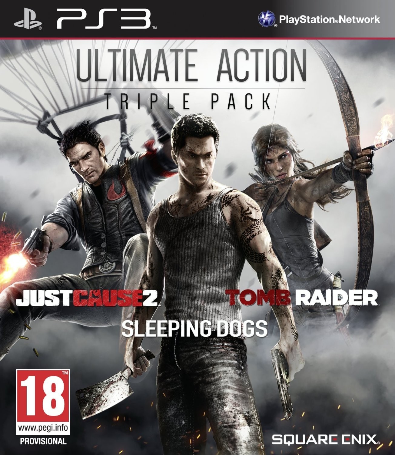 Ultimate Action Triple Pack (Just Cause 2, Sleeping Dogs, Tomb Raider) [PS3, английская версия]