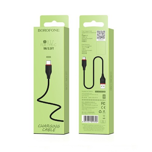 Кабель USB - Type-C Borofone BX17 Enjoy, 1.0м, круглый, 2.0A, ПВХ, цвет: чёрный (1/648)