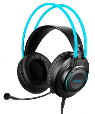 Гарнитура A4TECH Fstyler FH200U 2м накладные USB оголовье (FH200U BLUE), серый/синий (1/20)