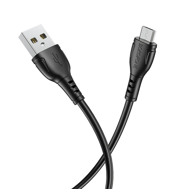 Кабель USB - микро USB Borofone BX51, 1.м, 2.4A, пластик, цвет: черный (1/360)