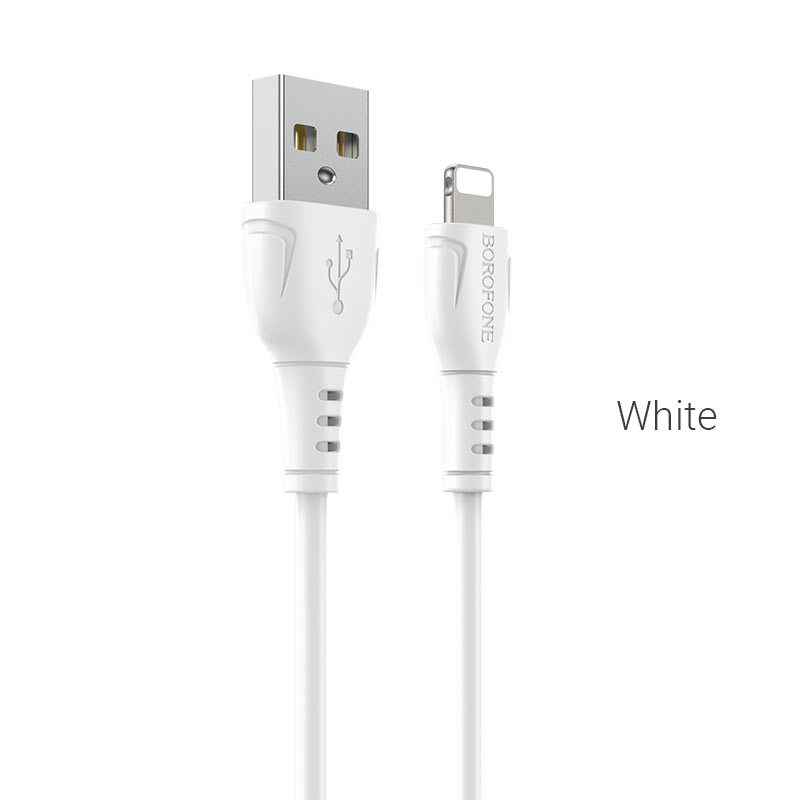 Кабель USB - 8 pin Borofone BX51, 1.м, 2.4A, пластик, цвет: белый (1/360)