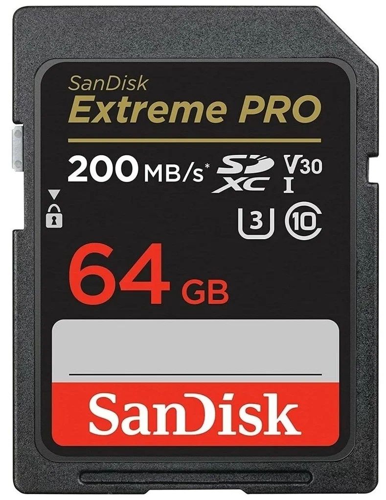 SDXC  64GB  SanDisk Class 10 Extreme Pro V30 UHS-I U3 (200 Mb/s)