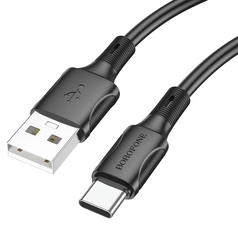 Кабель USB - Type-C Borofone BX80, 1.0м, круглый, 2.4A, силикон, цвет: чёрный (1/360)