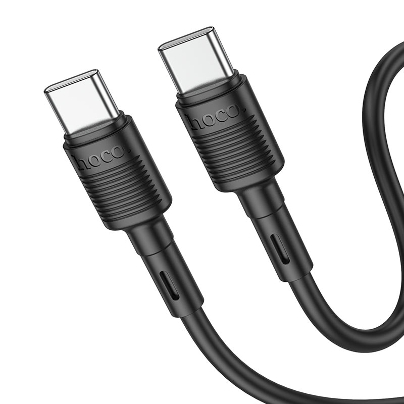 Кабель Type-C - Type-C HOCO X83 Victory, 1.0м, круглый, 3.0A, силикон, PD60W, цвет: чёрный (1/33/330