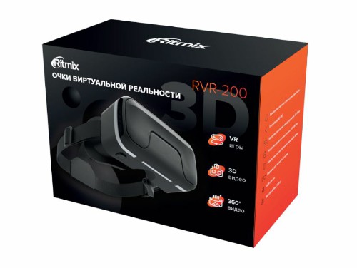 VR-очки RITMIX RVR-200, для AR-приложений, VR-игр и 3D-фильмов, линзы 40мм, угол обзора 100°, держат