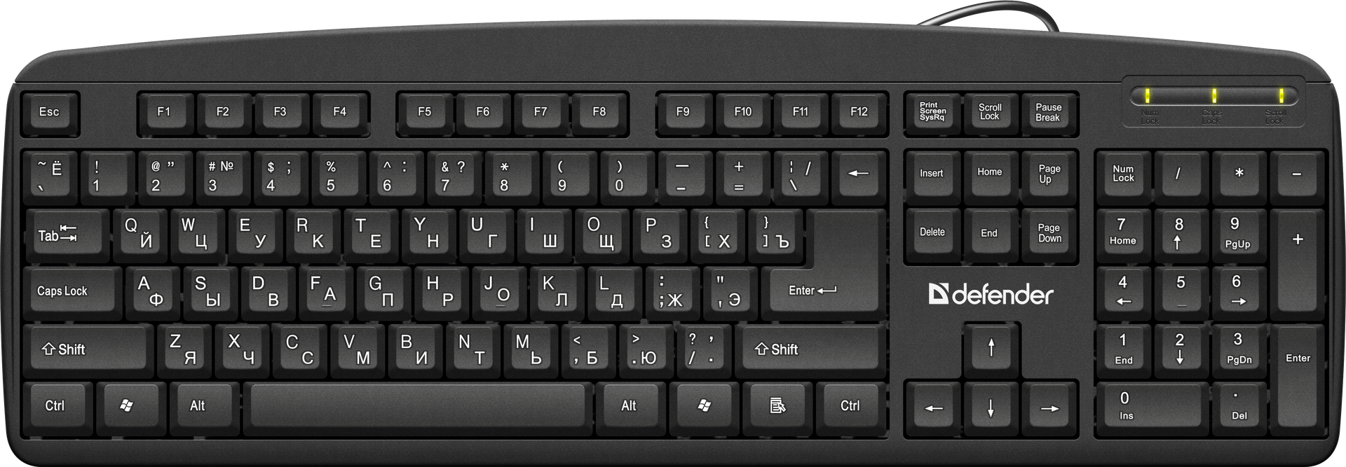 Клавиатура проводная DEFENDER Office HB-910 RU, полноразмерная, черная (1/20)