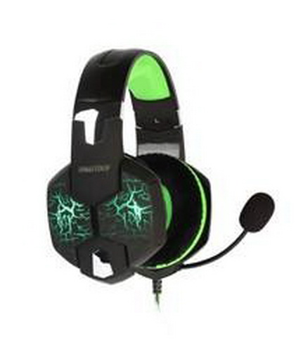 Игровая гарнитура Smartbuy RUSH TAIPAN, велюровые амбушюры, шнур 2,5 м, черный/зеленая