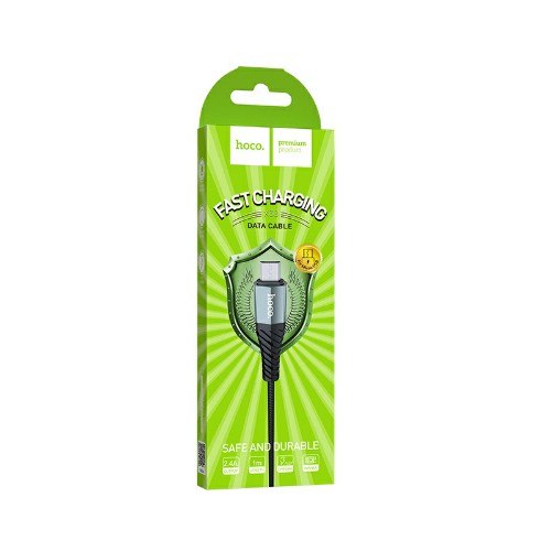 Кабель USB - микро USB HOCO X38 Cool, 1.0м, круглый, 2.4A, нейлон, быстрая зарядка, цвет: чёрный (1/