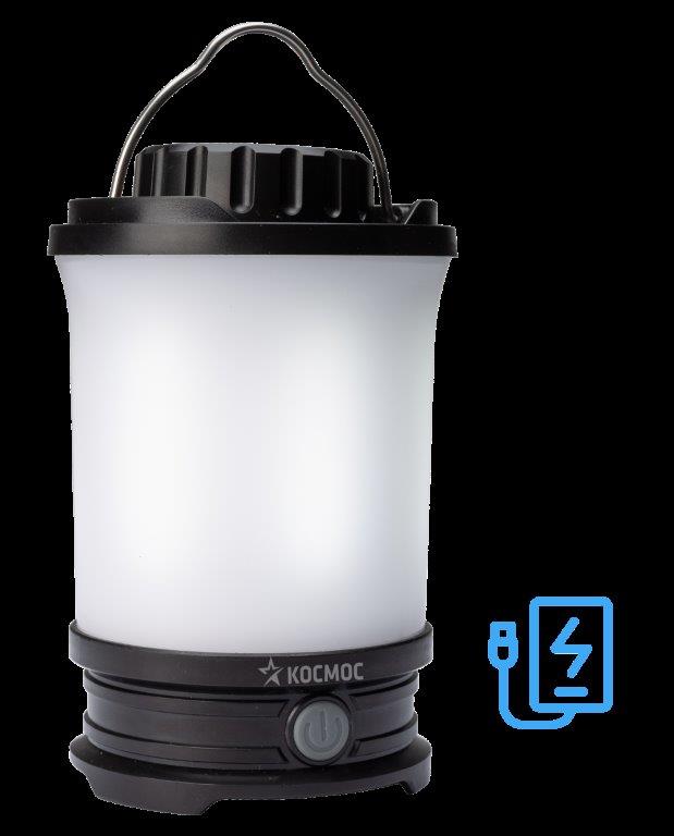 Фонарь КОСМОС кемпинговый KOS604Lit аккум-ный 10Вт LED съемн Li-ion18650 2х2200mAh Powerbank USB-шну