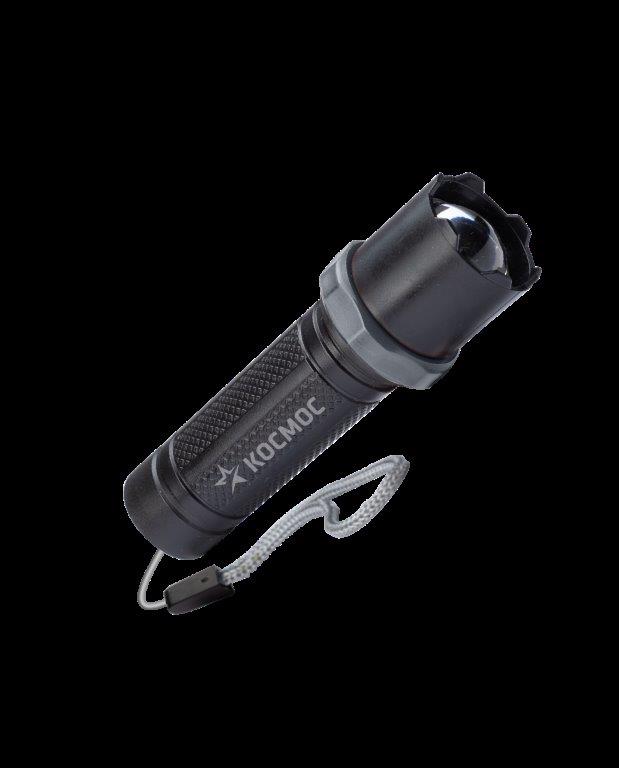 Фонарь КОСМОС ручной KOS117Lit аккум-ный 1Вт LED линза зум Li-ion 14500 450mAh ABS-пластик USB-шнур,