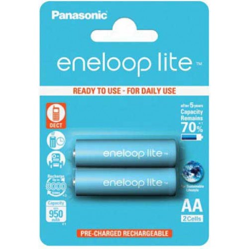 Аккумулятор PANASONIC  R6 eneloop lite  BK-3LCCE/2BE (950 mAh) (2 бл) (2/40/192)