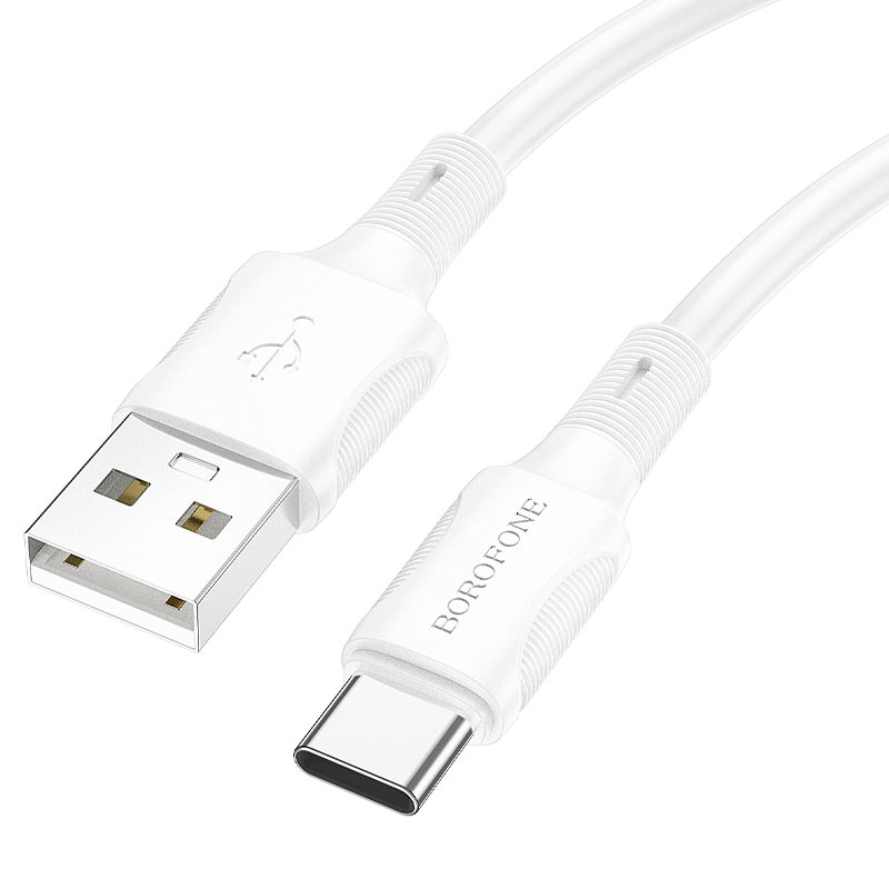 Кабель USB - Type-C Borofone BX80, 1.0м, круглый, 2.4A, силикон, цвет: белый (1/360)