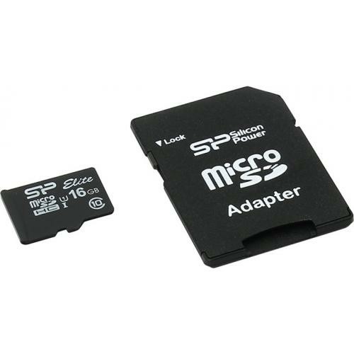 MicroSD  16GB  Silicon Power Class 10  Elite UHS-I (R/W 85/15 Mb/s) + SD адаптер
