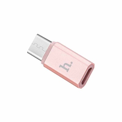 Переходник Type-C - микро USB(f) HOCO плоский, пластик, цвет: розовое золото (1/200/1200)