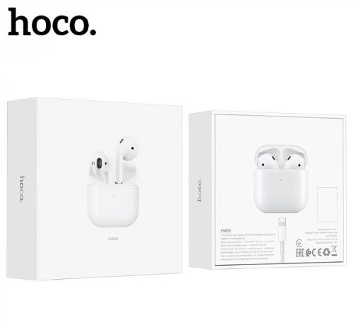 Наушники внутриканальные HOCO EW03, Plus TWS, пластик, bluetooth 5.1, индикатор, цвет: белый (1/20/2